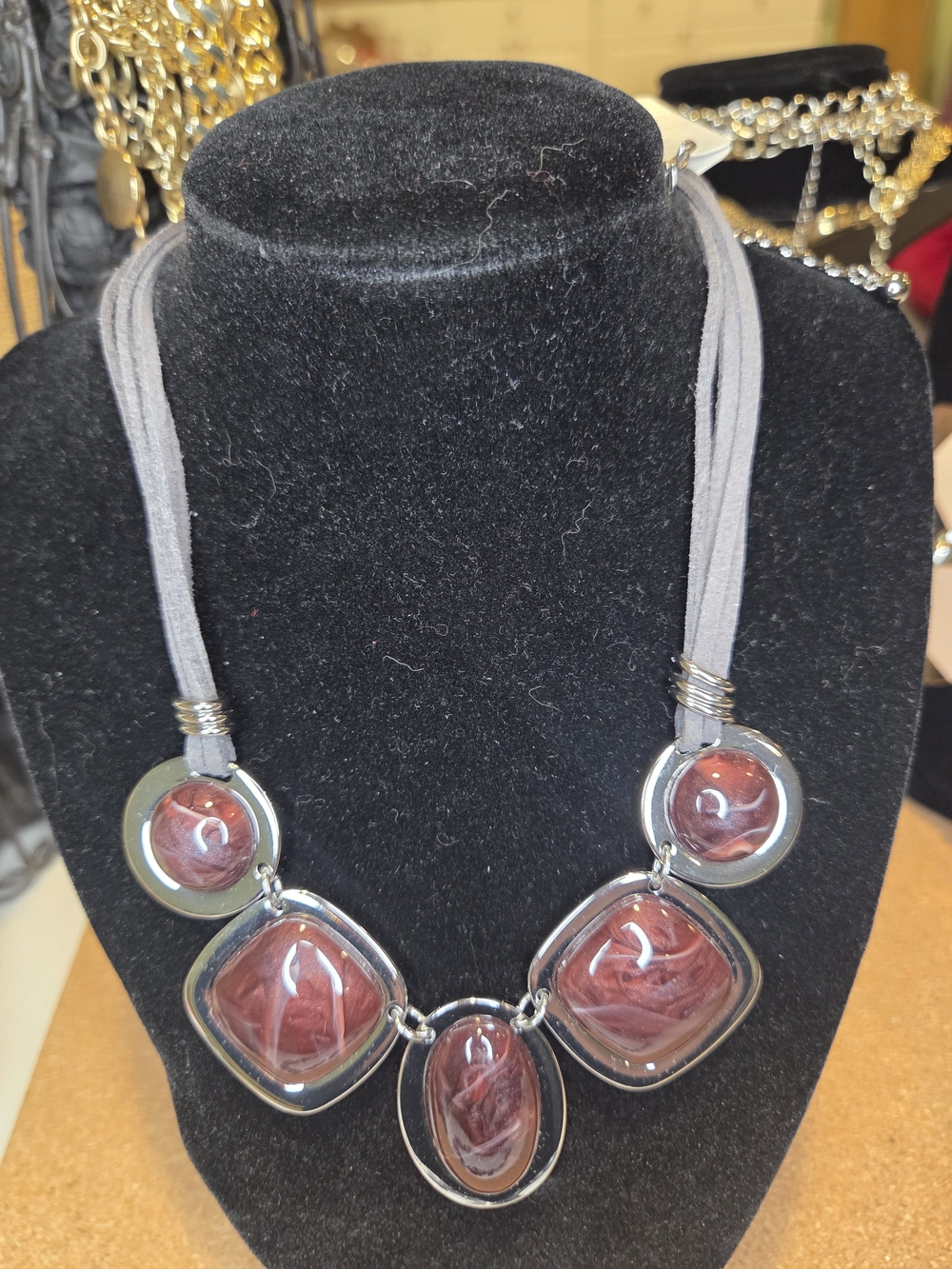 Christopher & Banks Geometric Cabochon Statement Bib Necklace